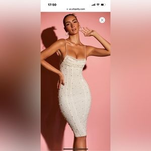 RIVIERA Strappy Embellished Midi Dress in White, NEW WITH TAGS